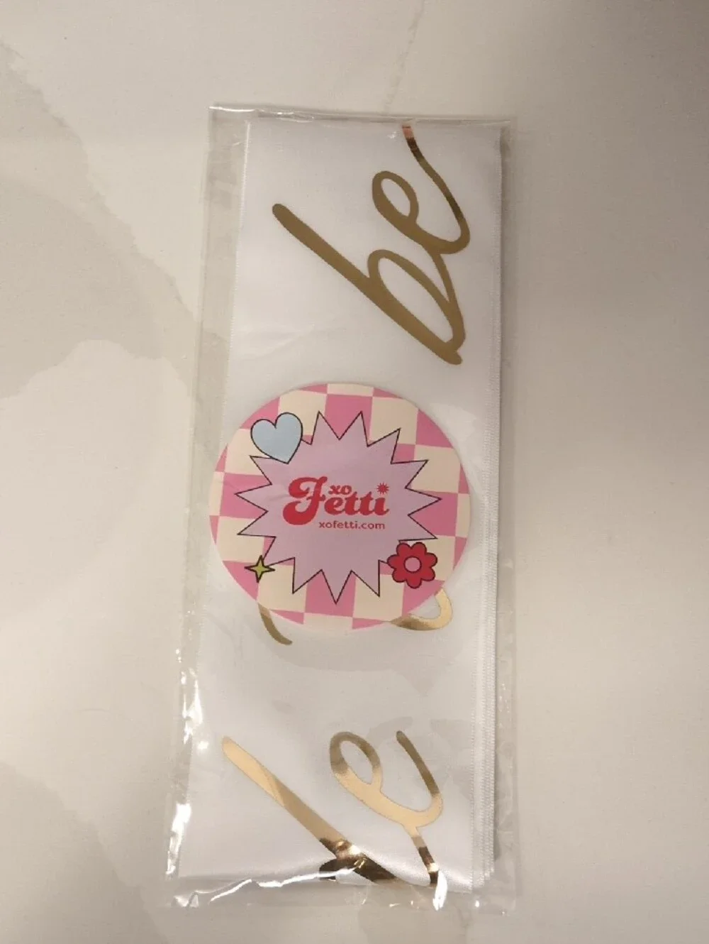 Bride to Be White Satin Sash with Gold Script